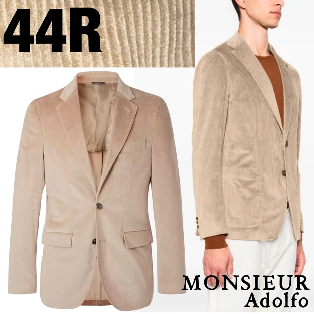 Monsieur Khaki Tan Beige Corduroy Blazer Jacket 44R